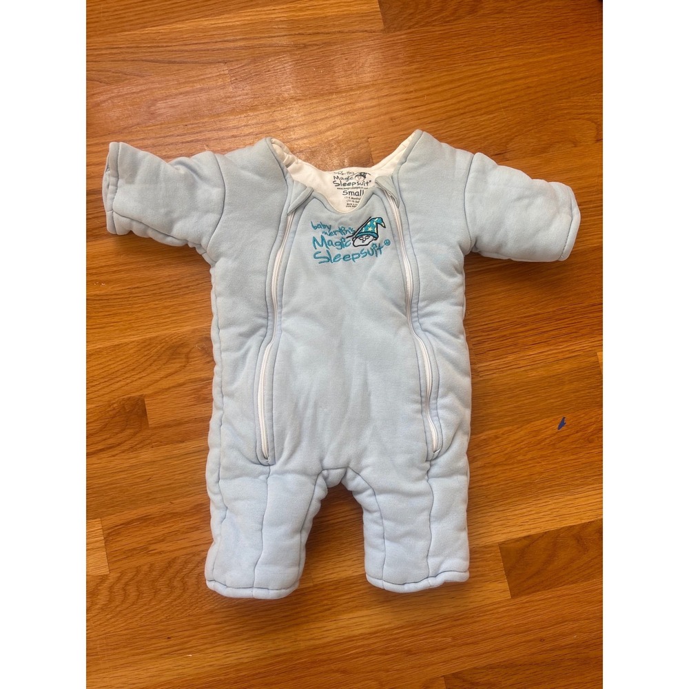Baby Merlin's Magic Sleepsuit Light Blue Quilted Cotton Transition Suit 3-6M